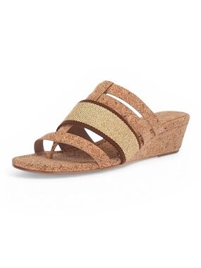 Donald J. Pliner Women's Dara Wedge Sandals Cork Gold Metallic Sz 8